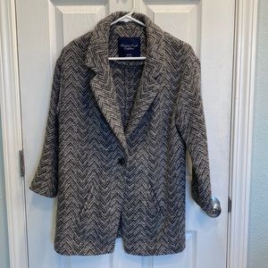 AE/ Wool Blend Single Breasted Blazer / Jacket / Coat / Chevron / Tweed
